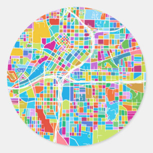 Colourful Atlanta Map Classic Round Sticker