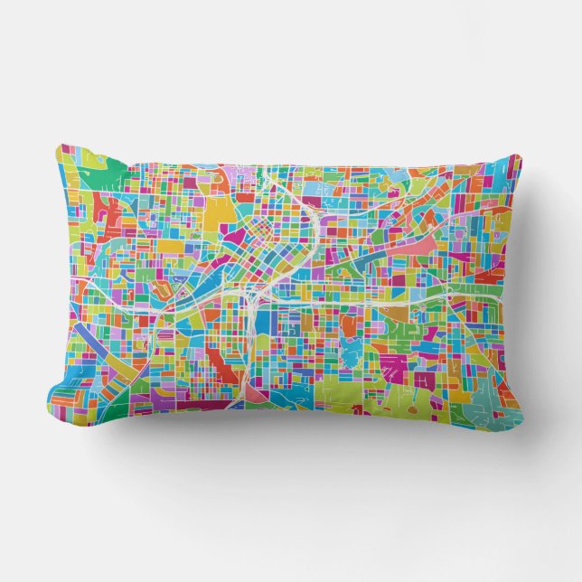 Colourful Atlanta Map Lumbar Pillow (Front)