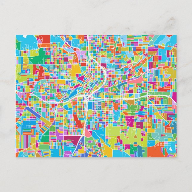 Colourful Atlanta Map Postcard (Front)