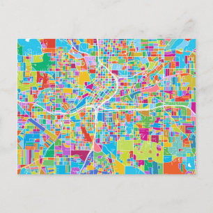 Colourful Atlanta Map Postcard