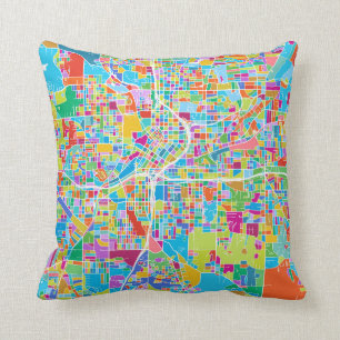 Colourful Atlanta Map Throw Pillow