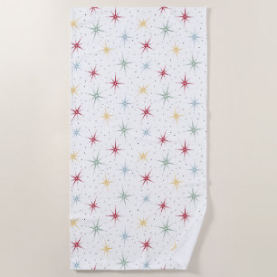 Colourful Atomic Age Starburst Mid-century Pattern Beach Towel