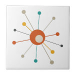 Colourful Atomic Era Starburst Mid Century Modern Tile<br><div class="desc">This fabulous mid century modern decorative tile features an atomic starburst in the colours of teal blue, red, tan, yellow, and black. This will make a colourful addition to your tiling project!</div>