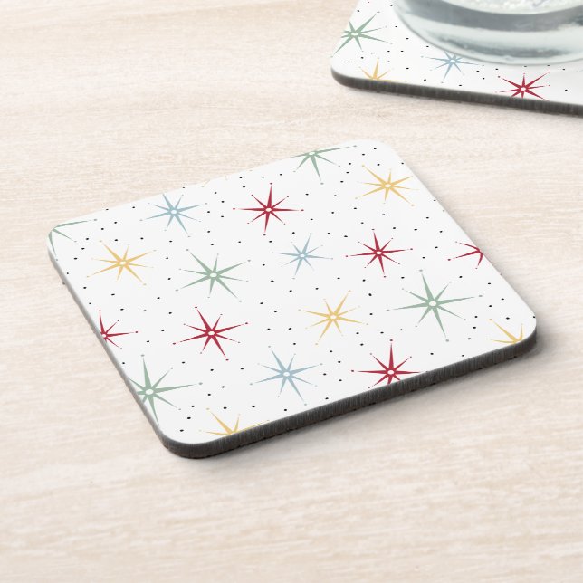 Colourful Atomic Starburst Mid Century Retro Coaster (Left Side)