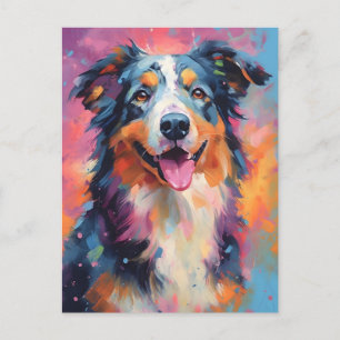 Colourful Australian Shepherd Postcard