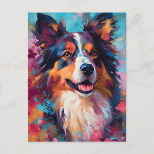 Colourful Australian Shepherd Postcard