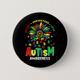 Colourful Autism Awareness Accept Understand Love 2 Inch Round Button
