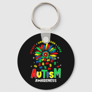 Colourful Autism Awareness Accept Understand Love Keychain