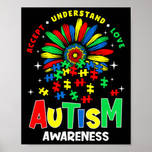 Colourful Autism Awareness Accept Understand Love  Poster
