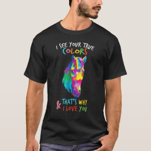 Colourful Autism Horse I See Your True Colours I L T-Shirt