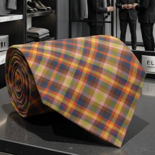 Colourful Autumn And Winter Chequered Stripes Tie