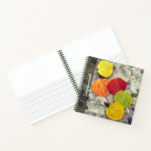 Colourful Autumn Aspen Leaves Photo Personalized Notebook