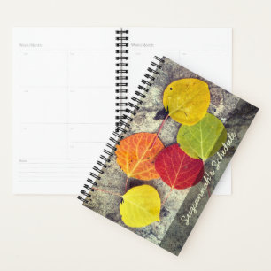 Colourful Autumn Aspen Leaves Photo Personalized  Planner
