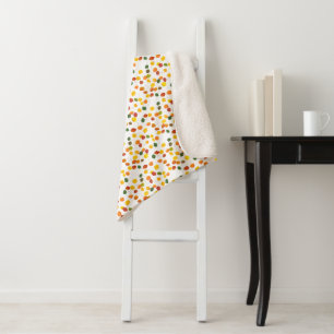 Colourful Autumn Colour Aspen Leaves Pattern Sherpa Blanket