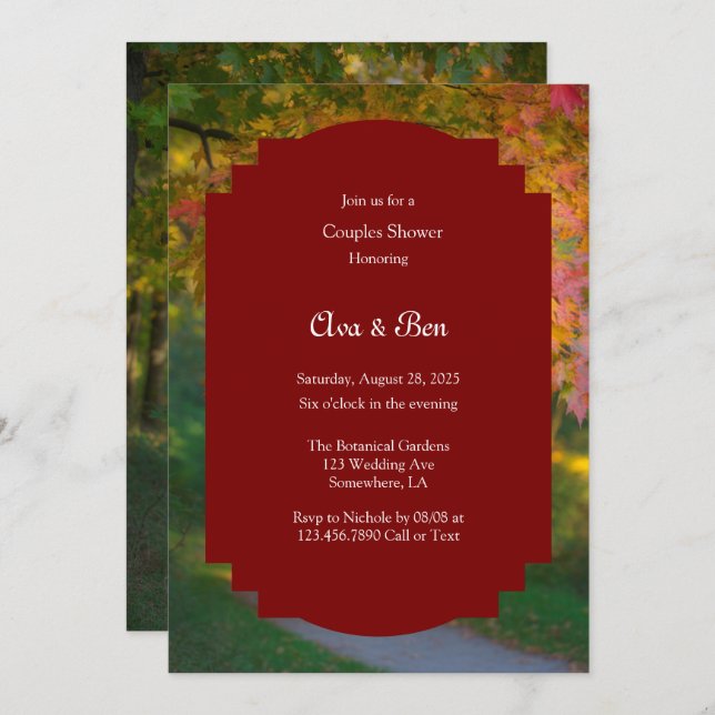 Colourful Autumn Day Couples Shower Invitation (Front/Back)