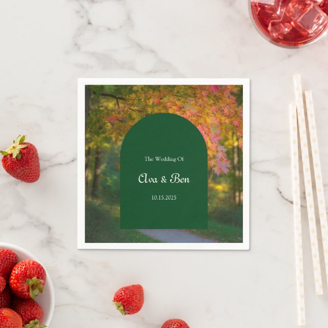 Colourful Autumn Day Wedding Napkin (Insitu)