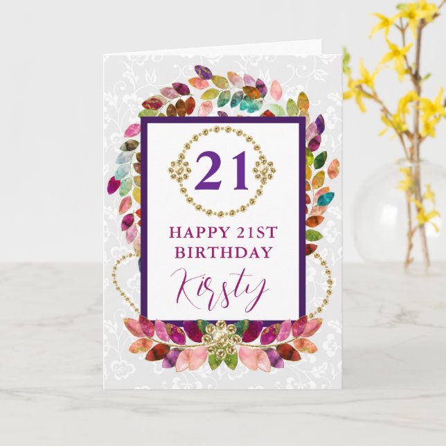 Colourful Autumn Fall Leaves Birthday Card (Yellow Flower)