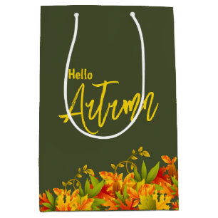 Colourful Autumn Falling Leaves Gift Bag