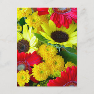 Colourful autumn floral bouquet postcard