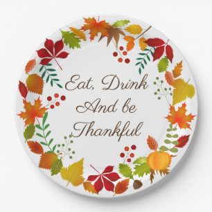 Colourful Autumn Foliage For Thanksgiving Paper Plate