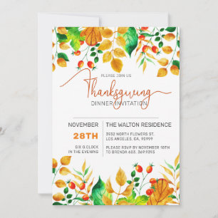 Colourful Autumn Foliage Thanksgiving dinner Holiday Card