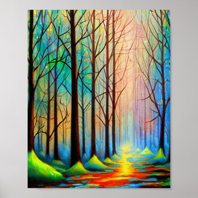 Colourful autumn forest path poster (Front)