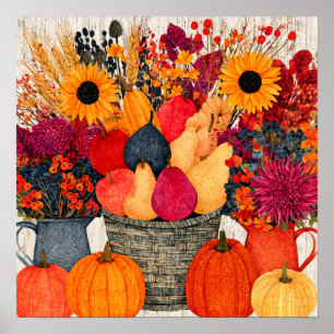 Colourful Autumn Harvest, vibrant colours, Poster