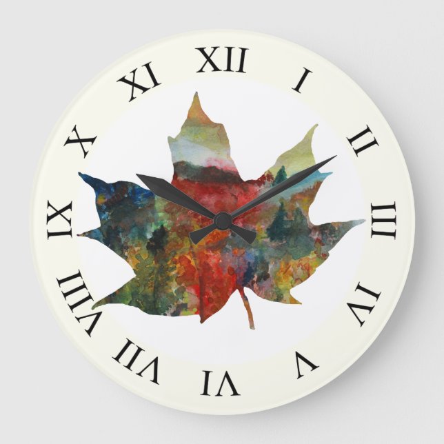 Colourful Autumn, Leaf Art  Wall Clock (Front)