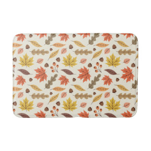 Colourful Autumn Leaf Fall Pattern Bath Mat