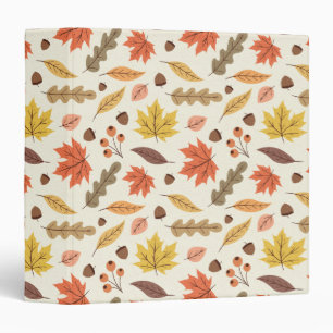 Colourful Autumn Leaf Fall Pattern Binder