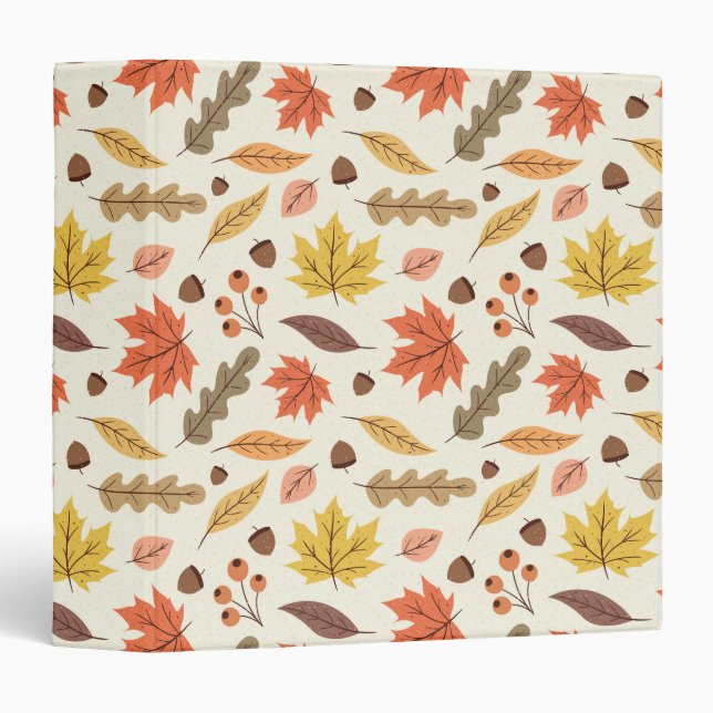 Colourful Autumn Leaf Fall Pattern Binder (Front/Spine)