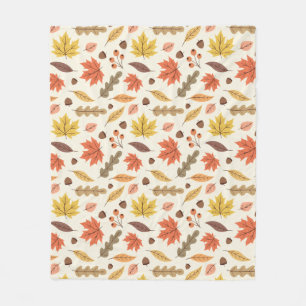 Colourful Autumn Leaf Fall Pattern Fleece Blanket