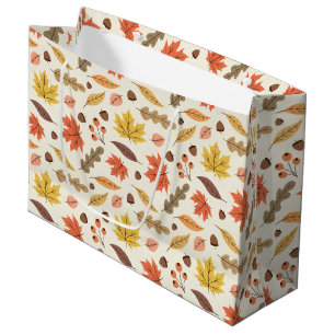 Colourful Autumn Leaf Fall Pattern Large Gift Bag