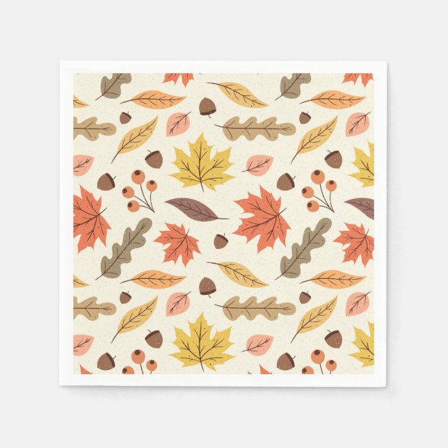 Colourful Autumn Leaf Fall Pattern Napkin (Front)