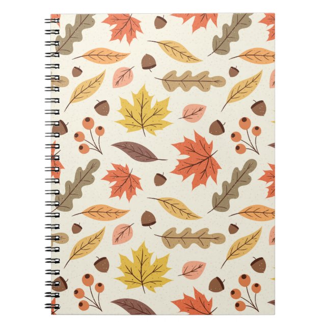 Colourful Autumn Leaf Fall Pattern Notebook (Front)