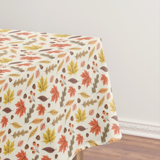 Colourful Autumn Leaf Fall Pattern Tablecloth (In Situ)