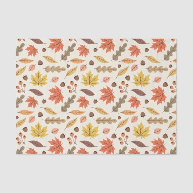 Colourful Autumn Leaf Fall Pattern Tissue Paper (Front)