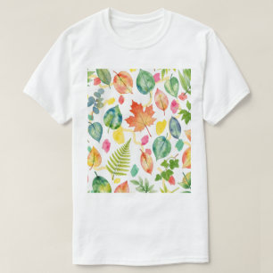 Colourful Autumn Leaf Pattern T-Shirt