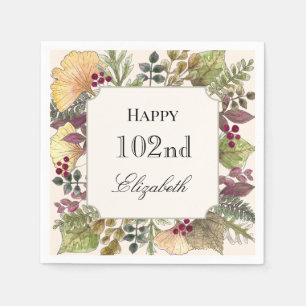 Colourful Autumn Leaves 102nd Birthday Napkin