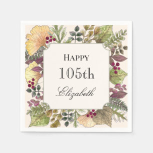 Colourful Autumn Leaves 105th Birthday Napkin