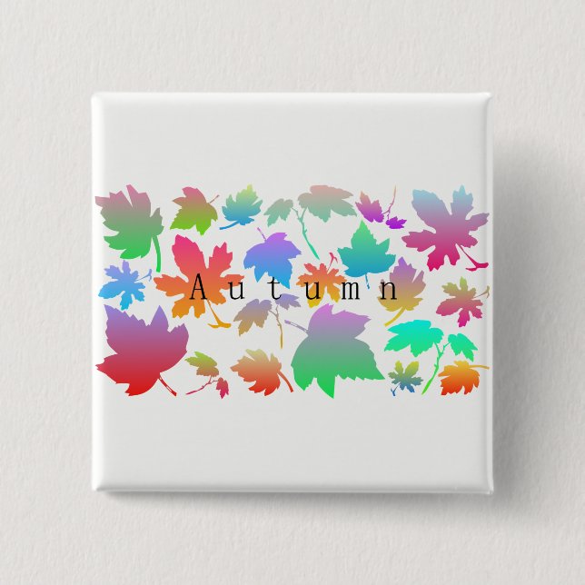 Colourful autumn leaves 2 inch square button (Front)