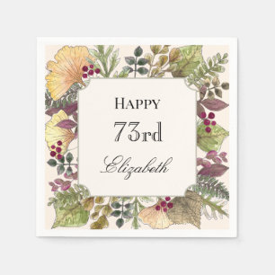 Colourful Autumn Leaves 73rd Birthday Napkin