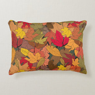 Colourful autumn leaves accent pillow