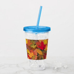 Colourful autumn leaves acrylic tumbler