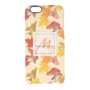 Colourful Autumn Leaves and Mushrooms Monogram Clear iPhone 6/6S Case