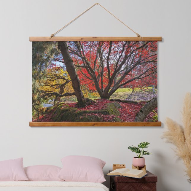 Colourful Autumn Leaves and Trees Landscape Hanging Tapestry (Bedroom)