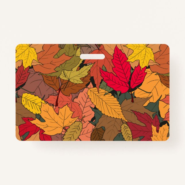 Colourful autumn leaves badge (Front)