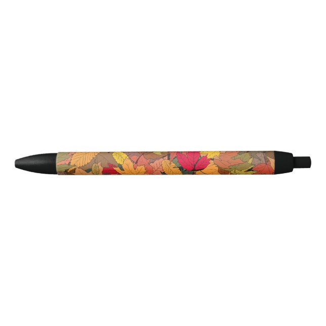 Colourful autumn leaves black ink pen (Front)