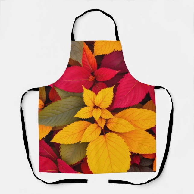 Colourful Autumn Leaves Botanical Design Apron (Front)