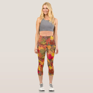 Colourful autumn leaves capri leggings